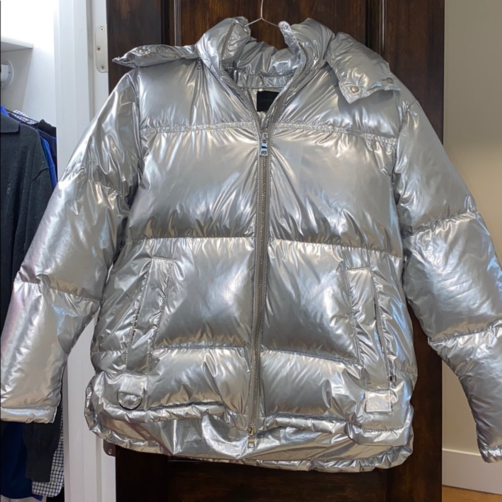 Kendall + Kylie Silver Puff Jacket
